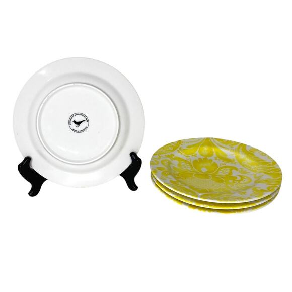 Anthropologie Salad Dessert Plates Floral Design Yellow 8" Set of 4 - Picture 5 of 9